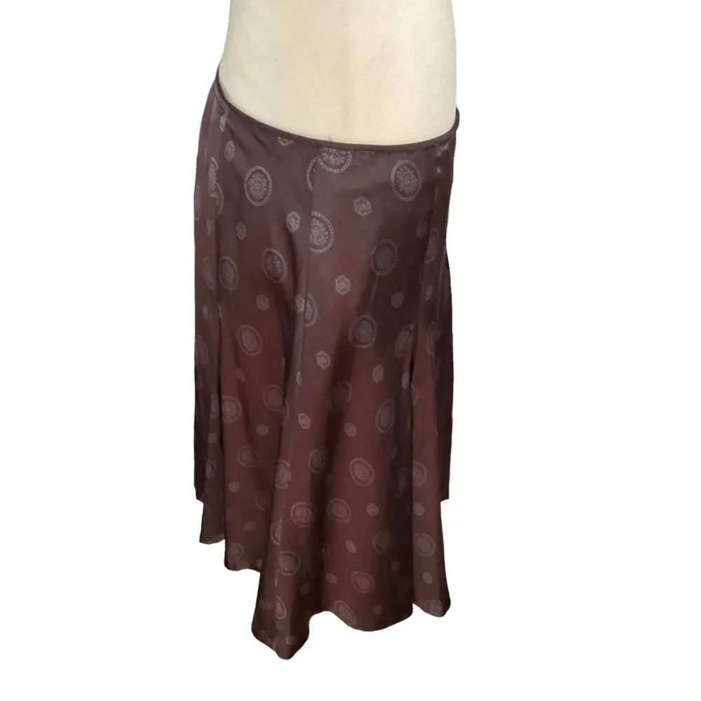Banana Republic Factory Black Gray Medallion Print Silk Cotton Blend Skirt Sz 8